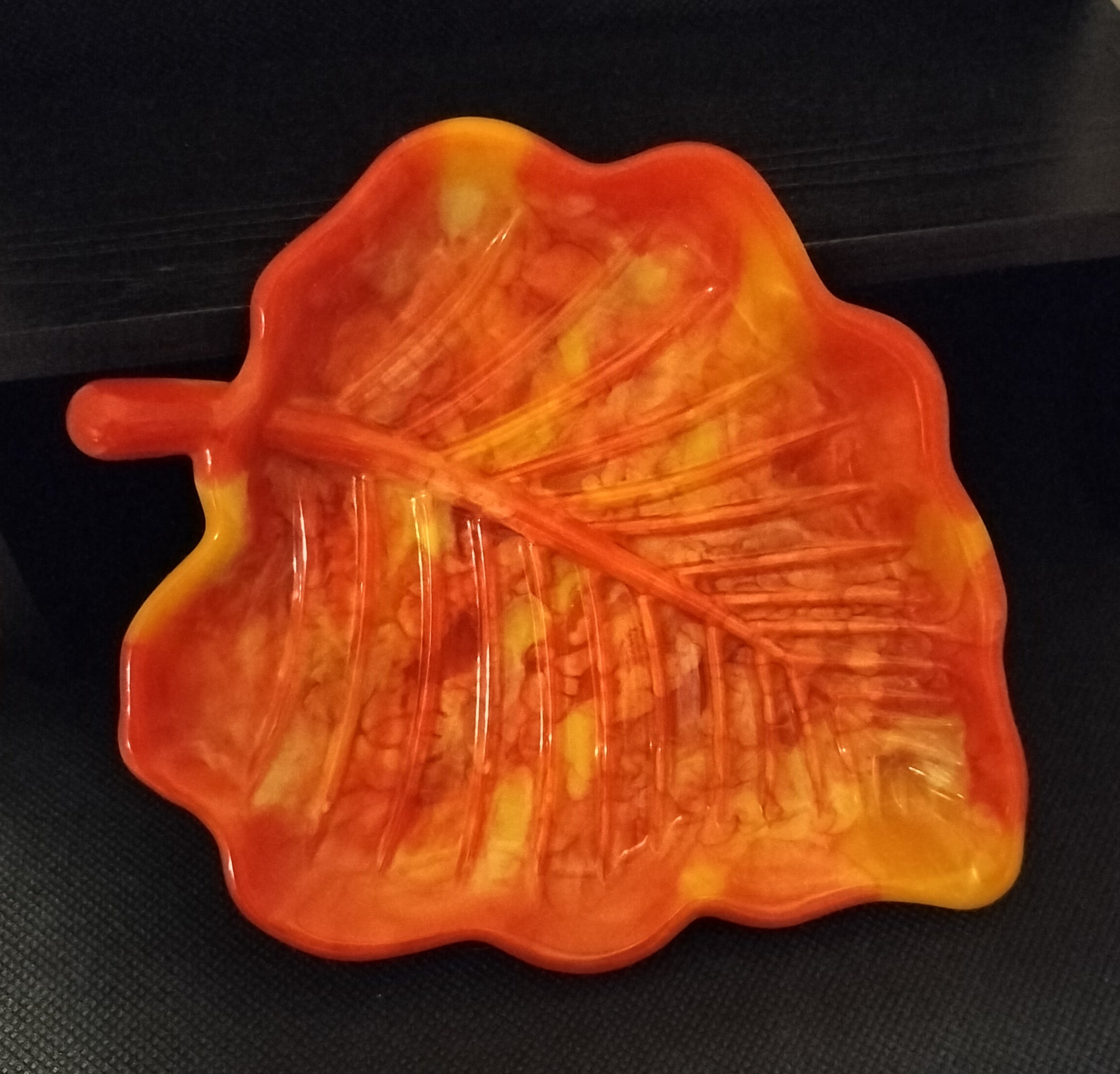 Orange, yellow, white leaf tray